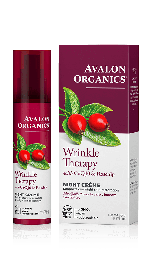 Ночной увлажняющий крем против морщин с коэнзимом Q10 и шиповником Wrinkle Therapy With CoQ10 & Rosehip Night Creme AVALON ORGANICS