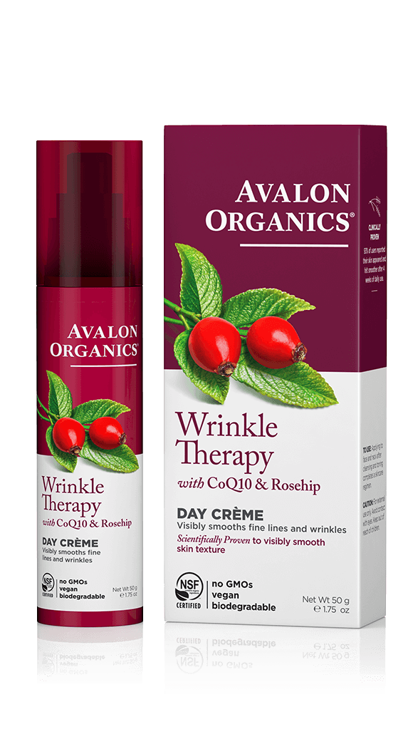 Дневной увлажняющий крем против морщин с коэнзимом Q10 и шиповником Wrinkle Therapy With CoQ10 & Rosehip Day Creme AVALON ORGANICS