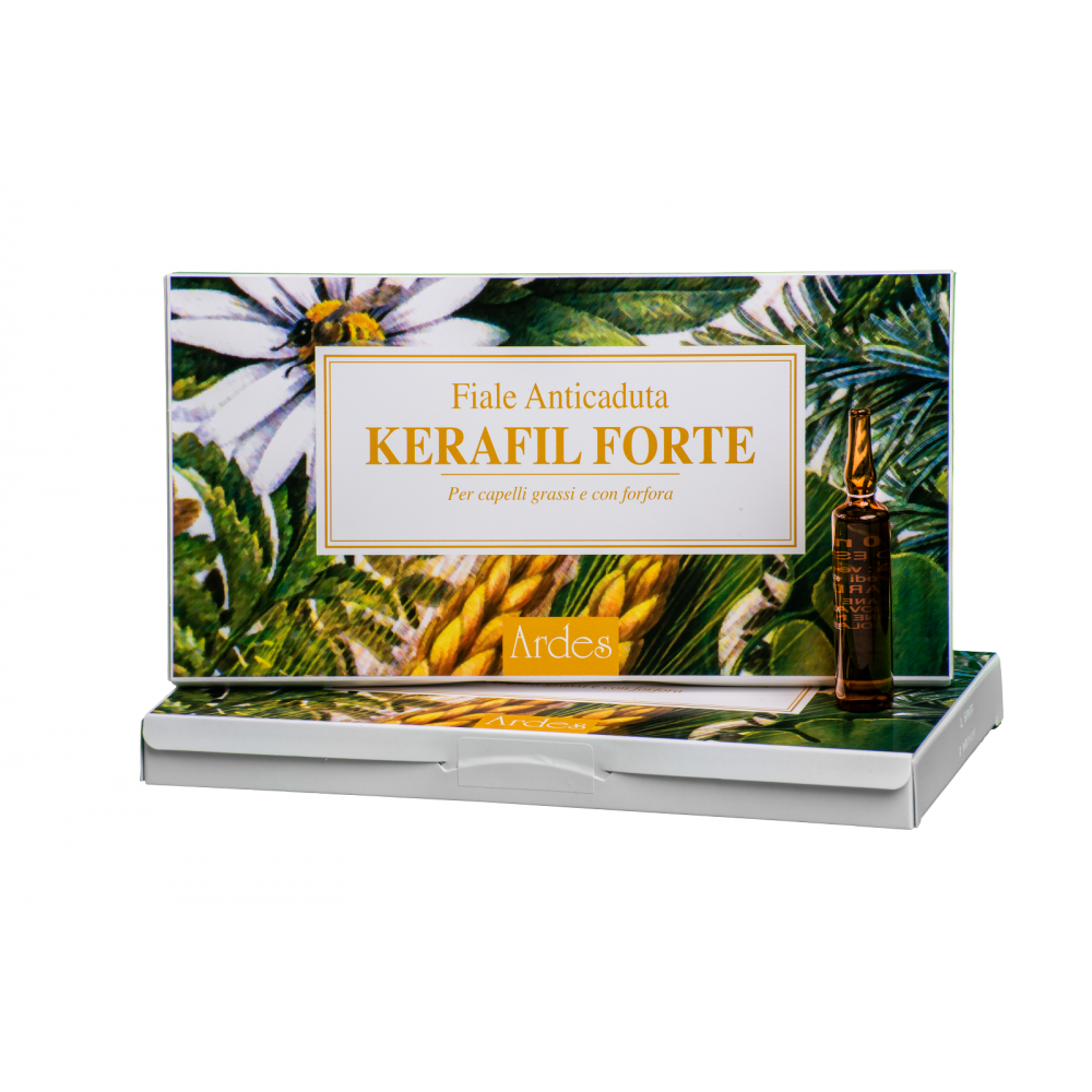 Комплекс для жирных волос с перхотью против выпадения волос Kerafil Forte Fiale Anticaduta E Antiforfora Box ARDES