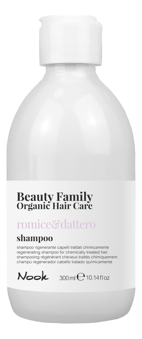 Восстанавливающий шампунь для химически обработанных волос Shampoo Romice & Dattero New Beauty Family 2020 NOOK