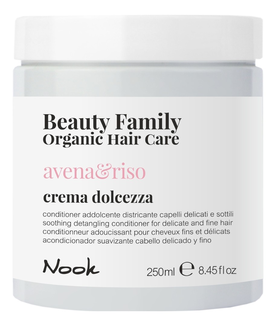Успокаивающий крем-кондиционер для ломких и тонких волос Crema Dolcezza Avena & Riso New Beauty Family 2020 NOOK