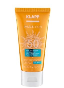 Солнцезащитный крем для лица SPF 50 Face Protection Cream SPF 50 Immun Sun KLAPP