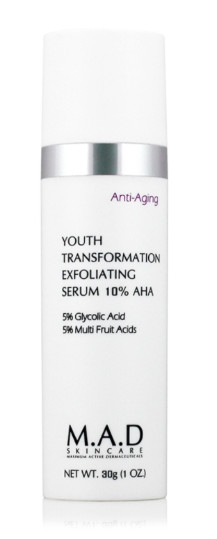 Омолаживающая и обновляющая сыворотка с 10% AHA кислотами Youth Transformation Exfoliating Serum 10% AHA M.A.D SKINCARE