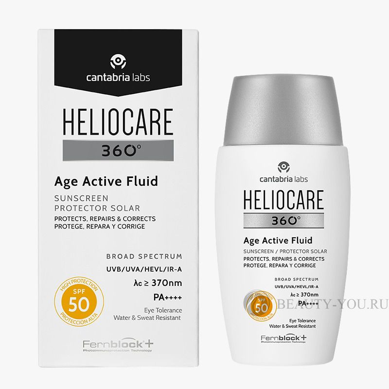 Солнцезащитный омолаживающий флюид SPF 50+ Age Active Fluid Heliocare 360º CANTABRIA LABS