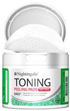 Спонжи для мягкого кислотного пилинга кожи с чайным деревом Toning Peeling Pads Teatree Pouch NIGHTINGALE