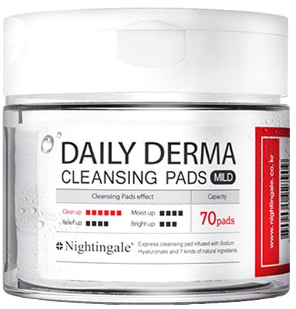 Тонизирующие глубокоочищающие мягкие салфетки Daily Derma Cleansing Pads Mild NIGHTINGALE