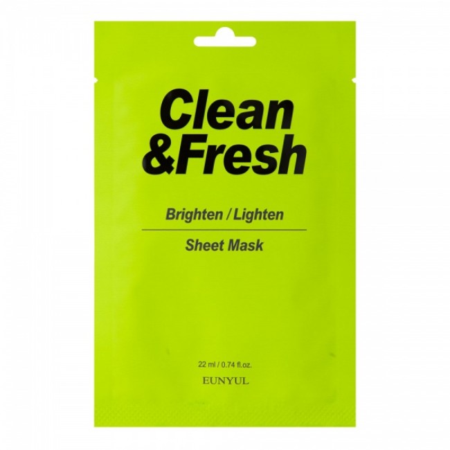 Тканевая маска для здорового цвета лица Clean & Fresh Brighten Lighten Sheet Mask EUNYUL