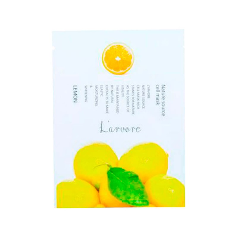 Тканевая маска для лица с экстрактом лимона NATURE SOURCE CELL MASK LEMON L'ARVORE