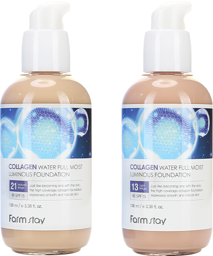 Коллагеновый тональный крем с эффектом сияния Collagen Water Full Moist Luminous Foundation FARMSTAY