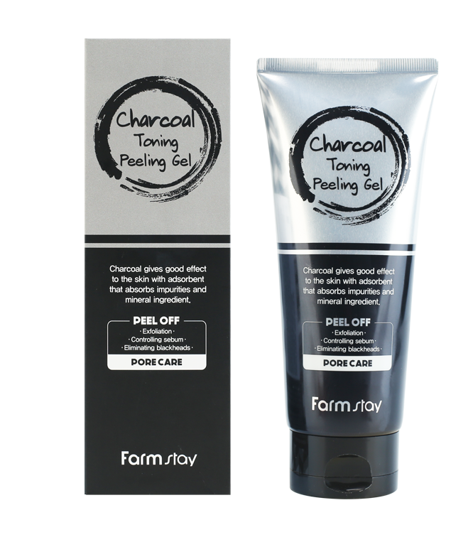 Отшелушивающий гель с углем Charcoal Toning Peeling Gel FARMSTAY