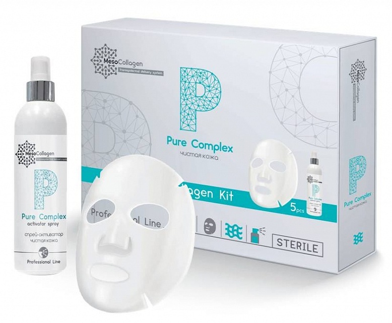 Набор Pure Complex: аппликаторы для лица 5 шт и спрей 150 мл MEDICAL COLLAGENE 3D