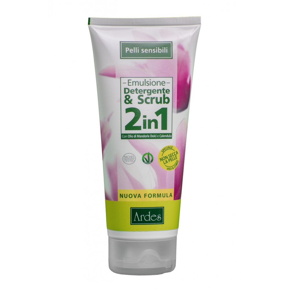 Гель скраб для умывания и скрабирования чувствительной кожи Emulsione Detergente Pelli Sensibili & Scrub 2 in 1 ARDES