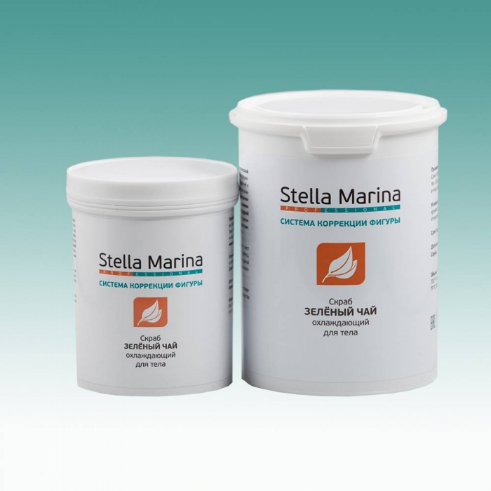 Скраб для тела на основе морской соли, охлаждающий 'Зеленый чай' STELLA MARINA