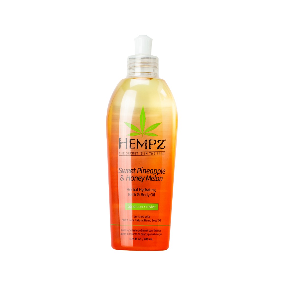 Масло увлажняющее для ванны и тела Ананас & Медовая Дыня Sweet Pineapple & Honey Melon Hydrating Bath Body Oil HEMPZ