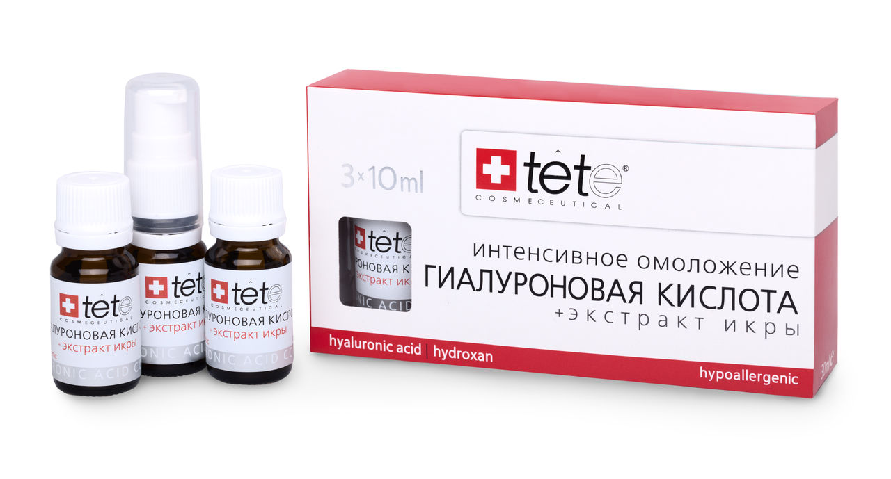Гиалуроновая кислота + Экстракт икры (Гиалуроновая кислота | Hyaluronic Acid + Caviar Extract) 3*10 мл Tete
