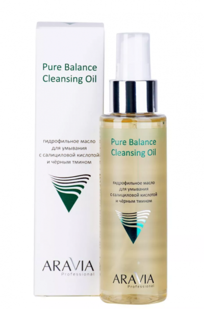 Гидрофильное масло для умывания с салициловой кислотой и чёрным тмином Pure Balance Cleansing Oil ARAVIA