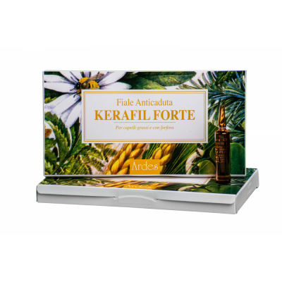 Комплекс для жирных волос с перхотью против выпадения волос Kerafil Forte Fiale Anticaduta E Antiforfora Box ARDES