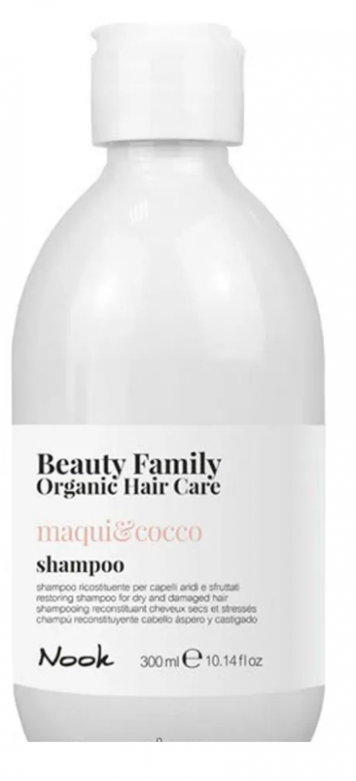 Восстанавливающий шампунь для сухих и поврежденных волос Shampoo Maqui & Cocco New Beauty Family 2020 NOOK