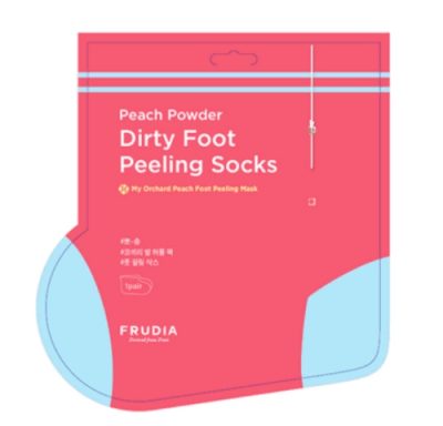 Маска-носочки для педикюра с ароматом персика Peeling Mask FRUDIA