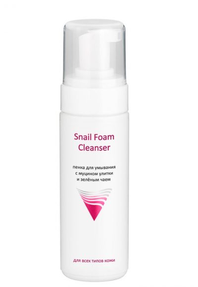 Пенка для умывания с муцином улитки и зелёным чаем Snail Foam ARAVIA