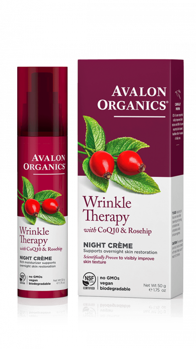 Ночной увлажняющий крем против морщин с коэнзимом Q10 и шиповником Wrinkle Therapy With CoQ10 & Rosehip Night Creme AVALON ORGANICS