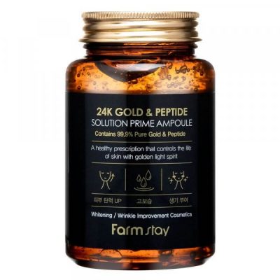 Многофункциональная ампульная сыворотка с золотом и пептидами 24K Gold & Peptide Solution Prime Ampoule FARMSTAY